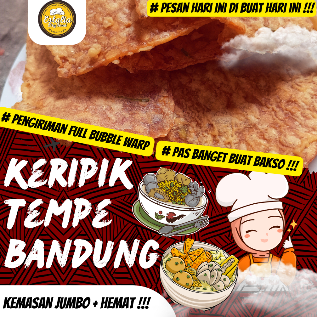 

SEJAK 2009 !!! KERIPIK TEMPE KHAS BANDUNG !!! / Renyah, Crispy And Cruch, / 250, 500, 1000 Gram