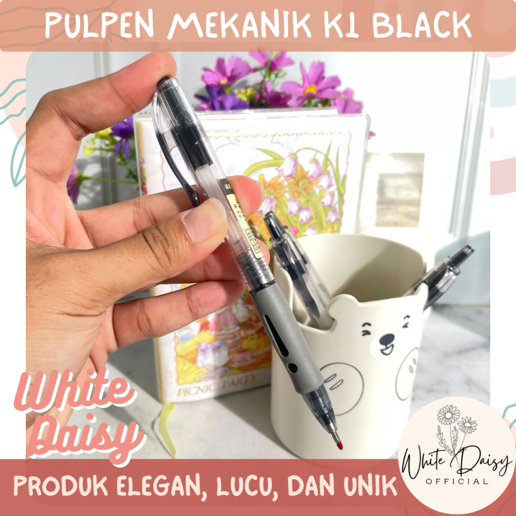 

Pulpen mekanik cetek basic hitam pulpen Standard black K1 simple praktis