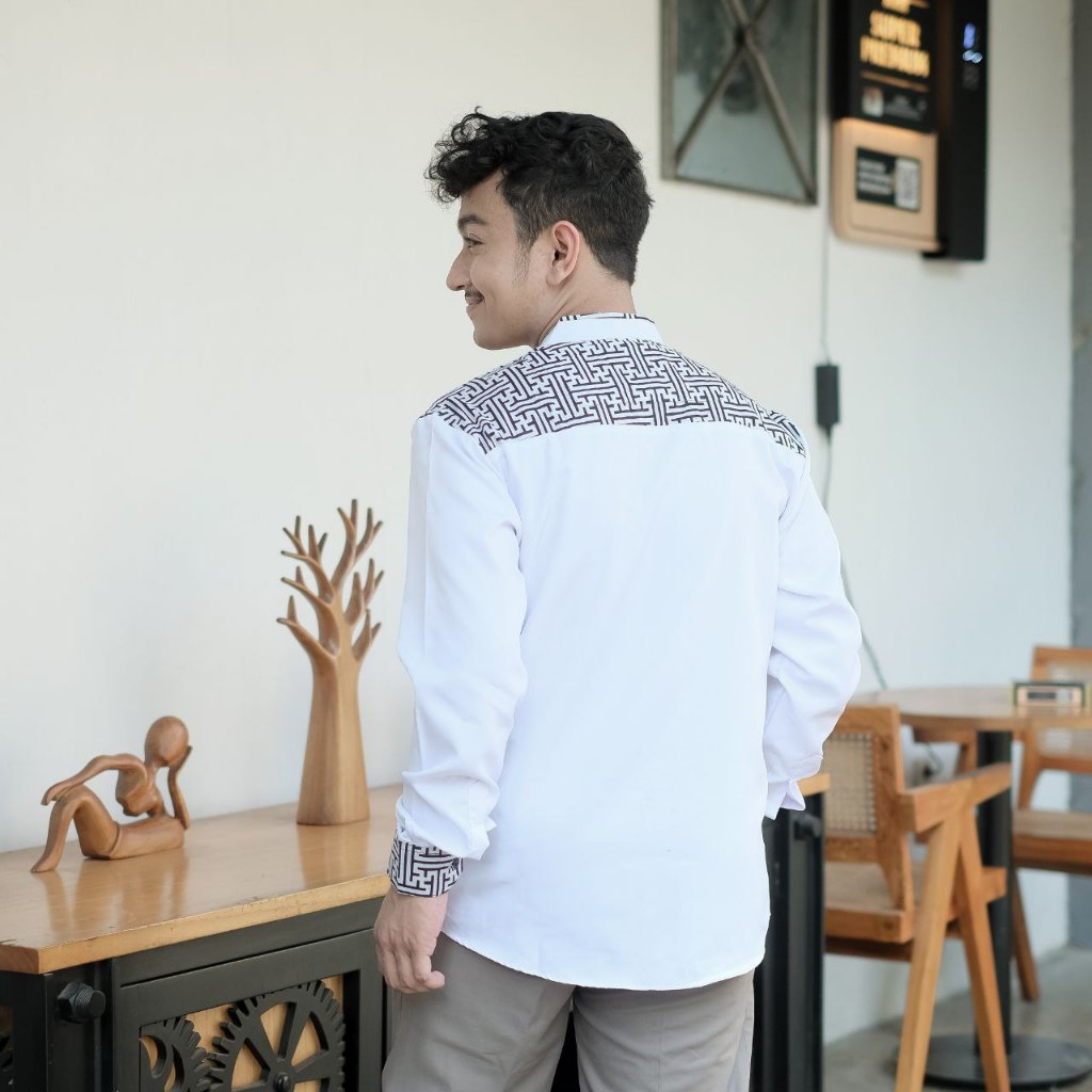 Baju Kemeja Koko Lengan panjang Pria Dewasa Elrumi Motif Terbaru Seragam Hadroh Milenial Terlaris