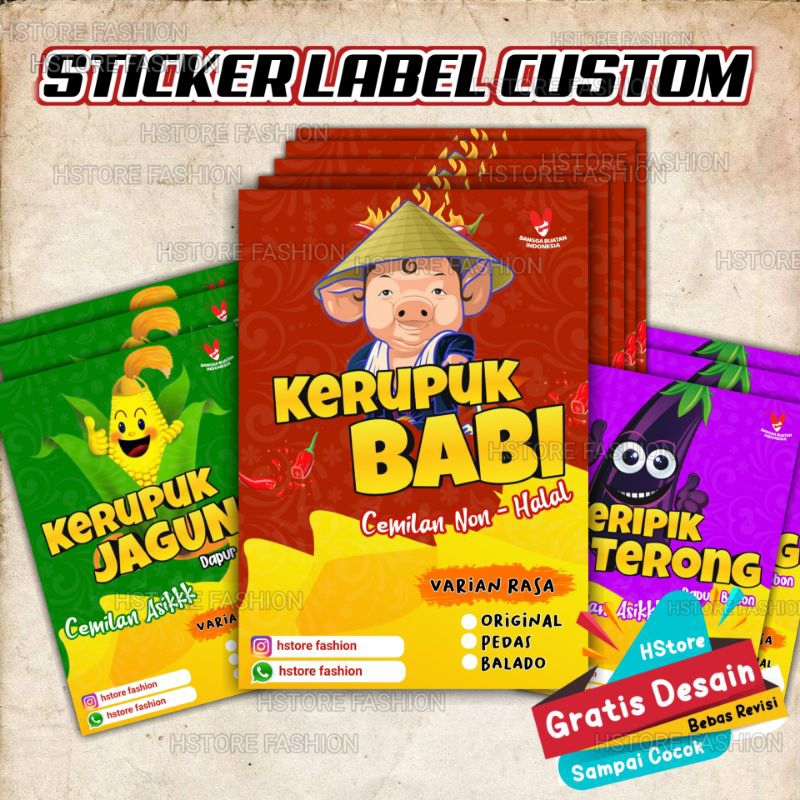 

Sticker Label Produk Makanan Label snack Cemilan Sticker Gratia Design