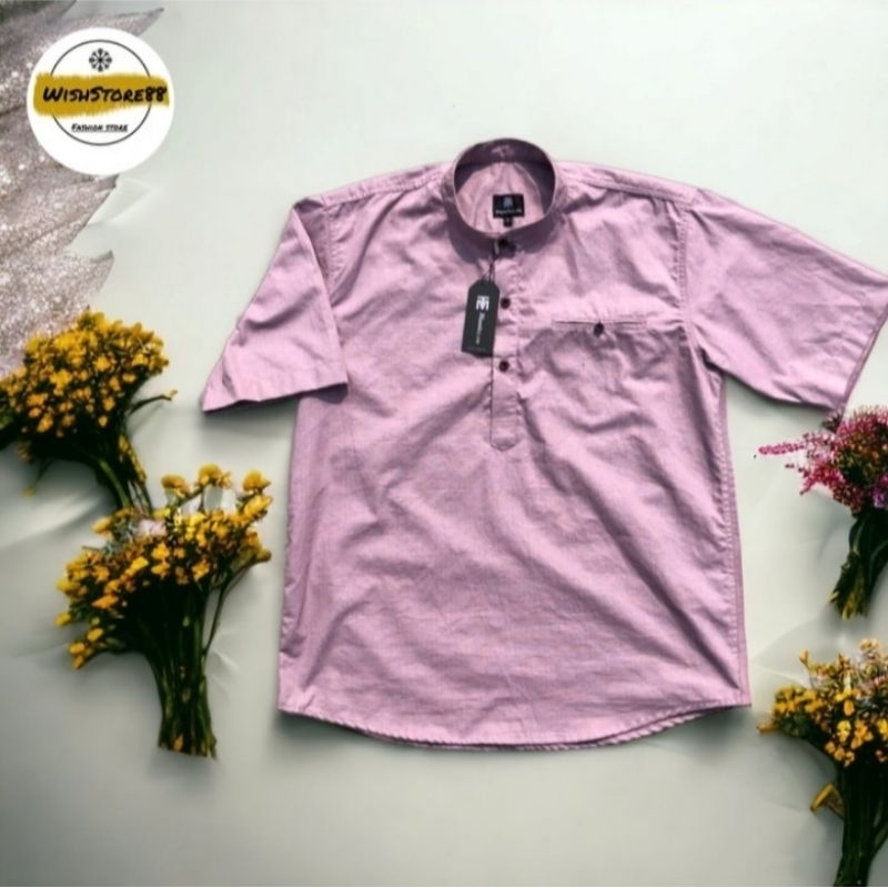 KEMKO PRIA WARNA LAVENDER - KEMEJA KOKO PRIA LENGAN PENDEK WARNA LAVENDER