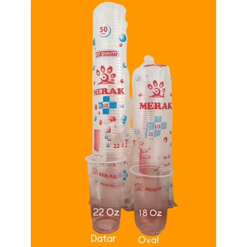 Cup Gelas Merak / Gelas Plastik 18 Oz dan 22 Oz  Merak