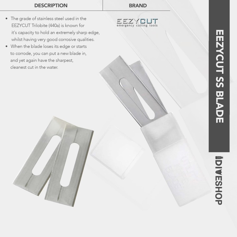 Eezycut Replacement Eezy Ezy Cut Diving Knife Cutter Blade Trilobite Pisau Potong Cutting Stainless 