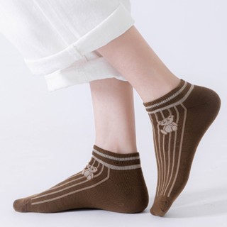 SC✌KK1405 Kaos Kaki Semata Kaki Polos Motif Beruang Garis Coklat Brown Kaus Kaki Ankle Dewasa Short Socks