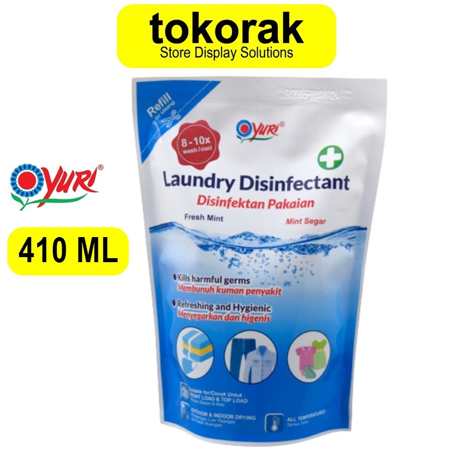 YURI LAUNDRY DISINFECTANT DISINFEKTAN PAKAIAN FRESH MINT 410 ML REFILL