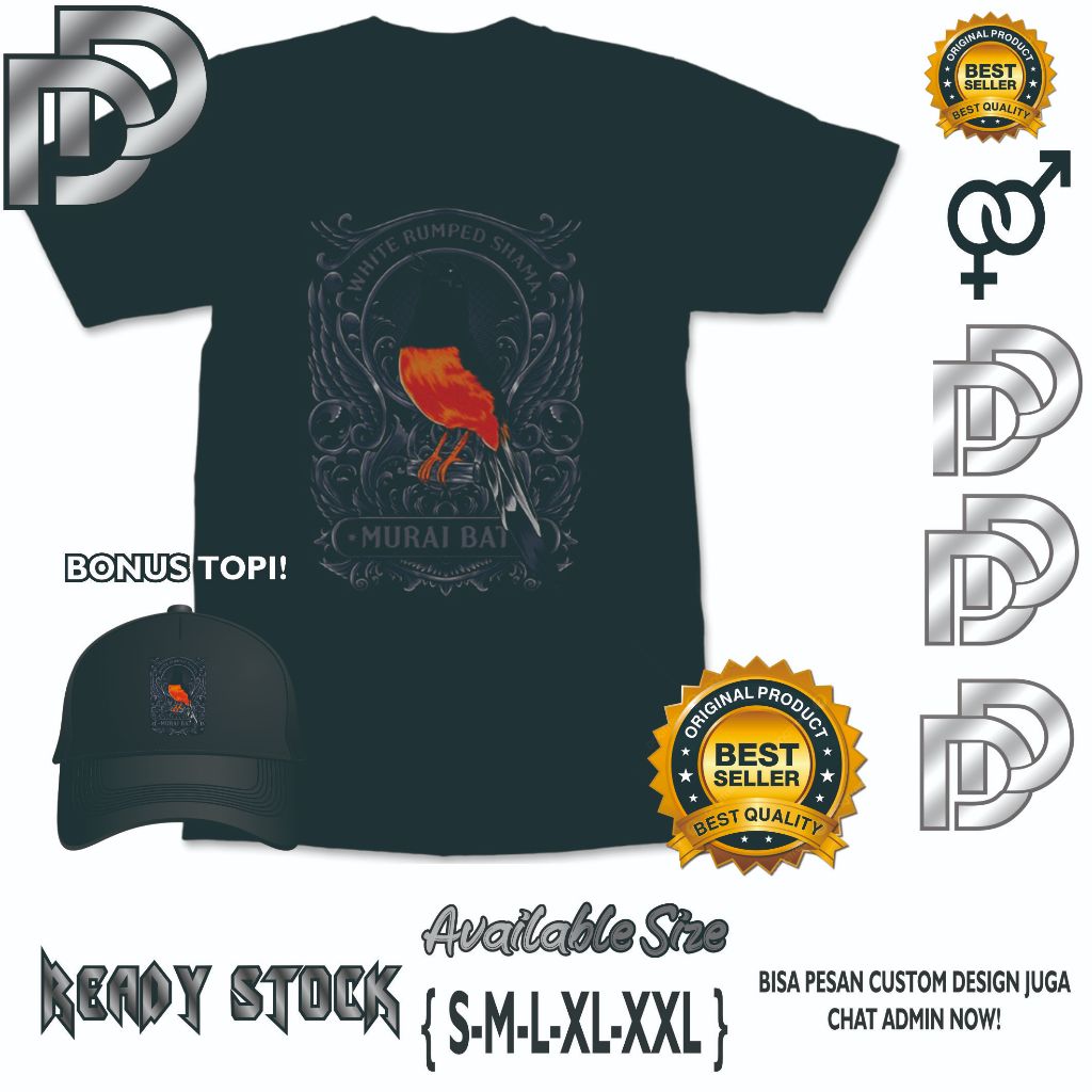 KAOS MURAI BATU COTTON COMBED { BONUS TOPI }