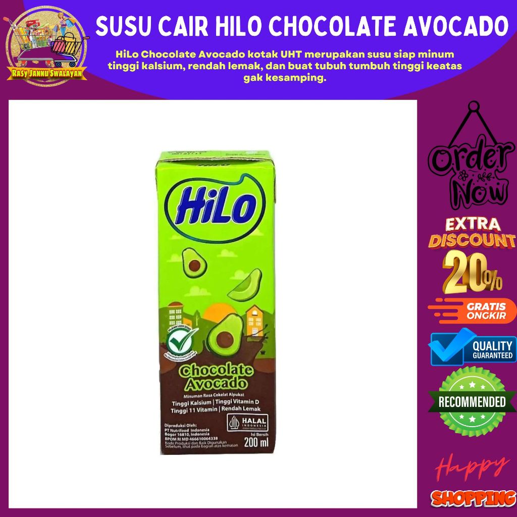 

Susu HiLo Rasa Chocolate Avocado | Cokelat Alpukat Kotak UHT - 200 ml