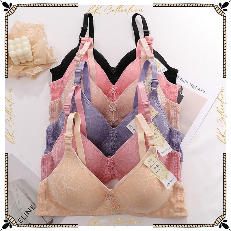 Bra Wanita BH Premium Ukuran Jumbo BH Busa Tanpa Kawat Bra Wanita Big Size Motif Bunga