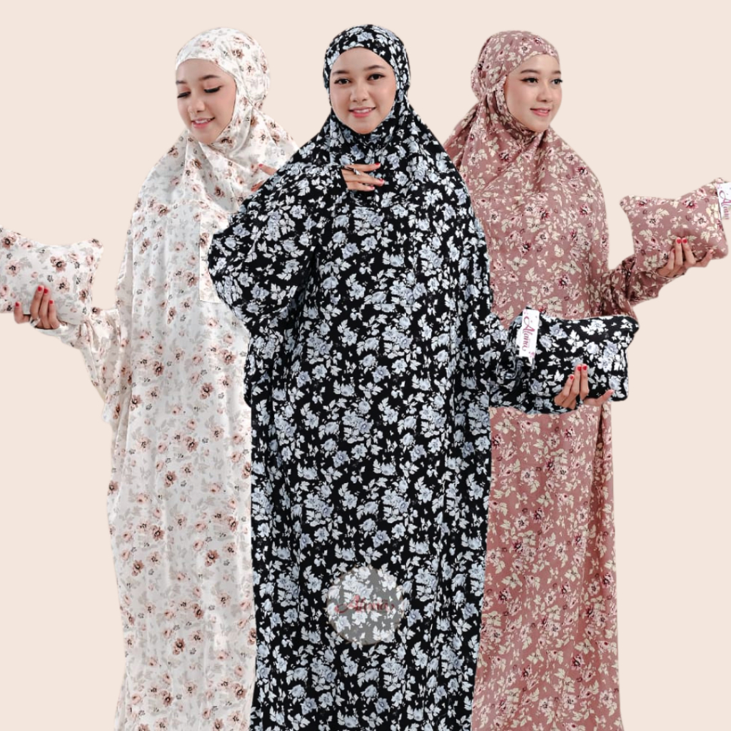 Mukena Terusan Hadromut Asma Rayon Paris Super Jumbo Dingin Adem Ori by Mukena Alana