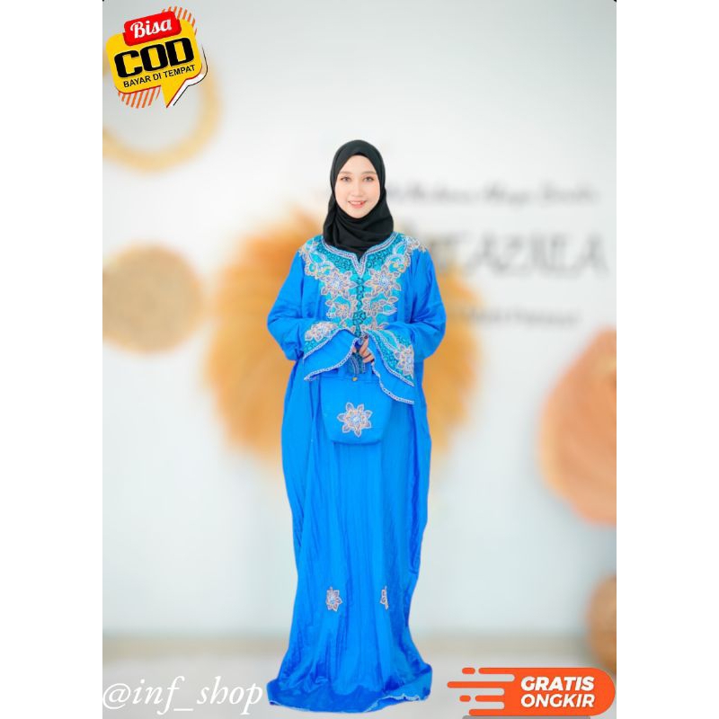 (COD) Mukena abaya sholat parasut bordir Taznia remaja dewasa size L XL murah 354