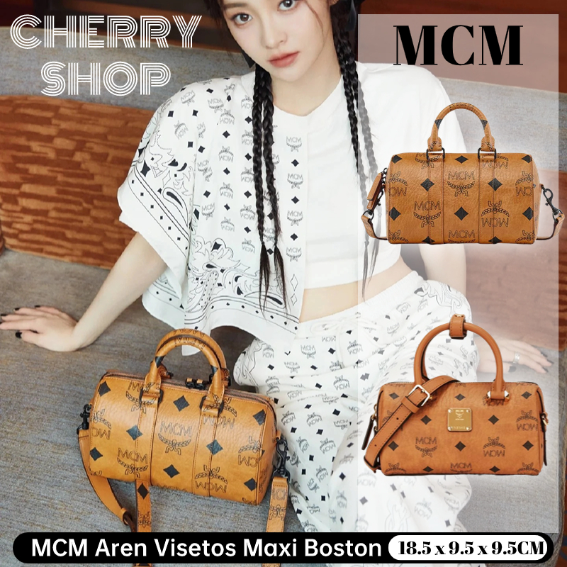 MCM Aren Visetos Maxi Boston Women's Crossbody Bag Tote