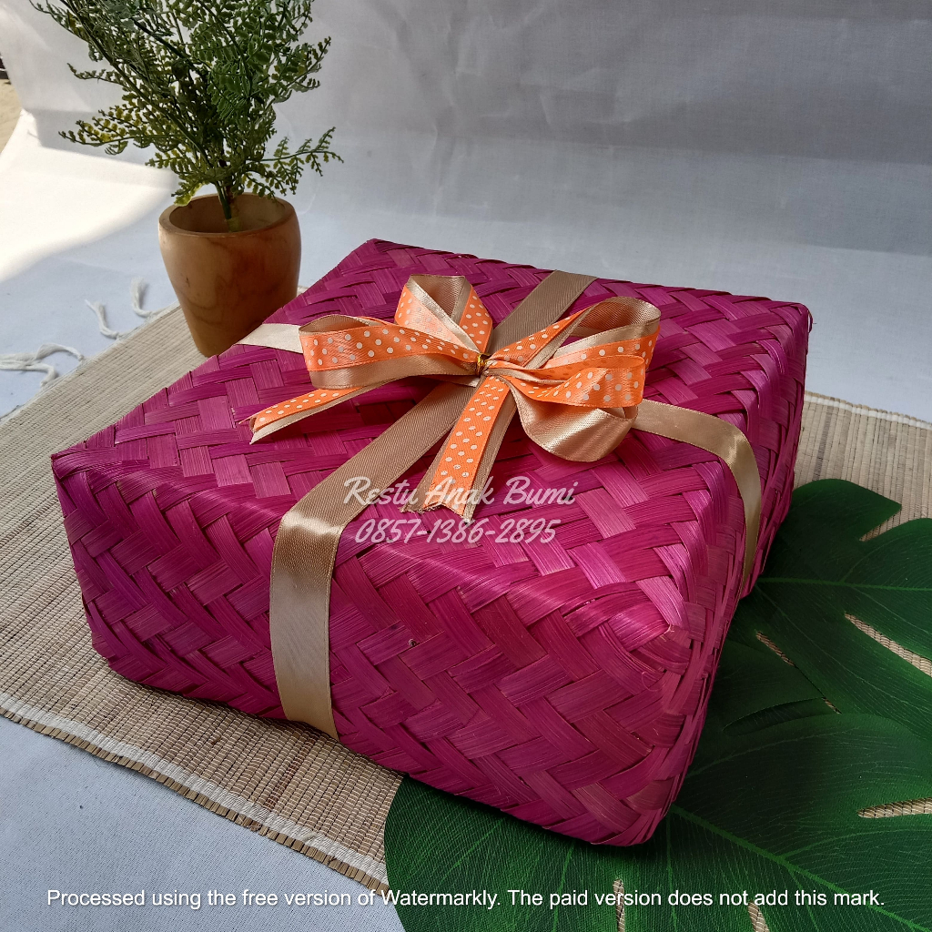 Besek Warna Pink Pita 15cm-25cm (Part 2) WADAH MULTIFUNGSI BOX HANTARAN| RICE BOX ANTI BASI-KARDUS M