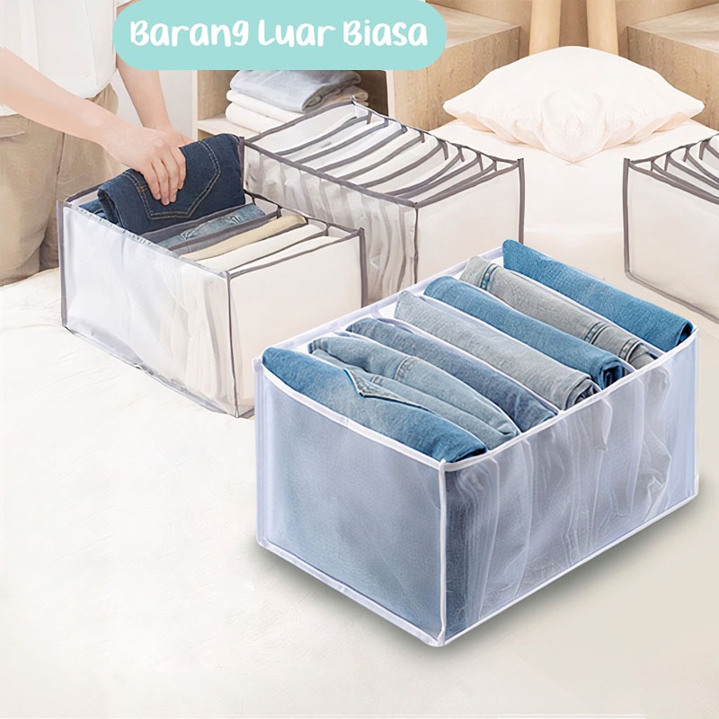 BLB Storage Box Baju Pakaian Sekat Jeans Tempat penyimpanan Pakaian Sekat Laci Organizer Rumah