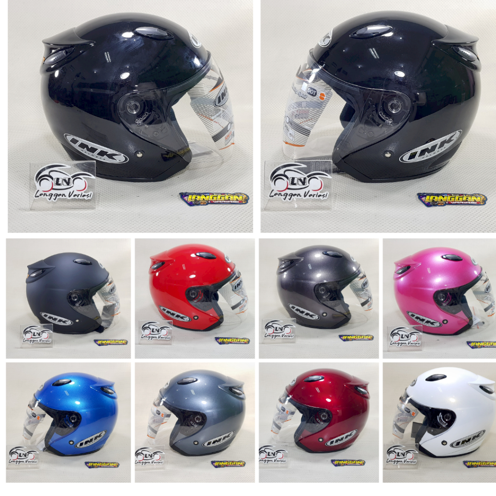 Helm INK Centro Original Helmet Solid Polos Warna Black Metalic Doff Crystal Blue White Pink Grey Gu