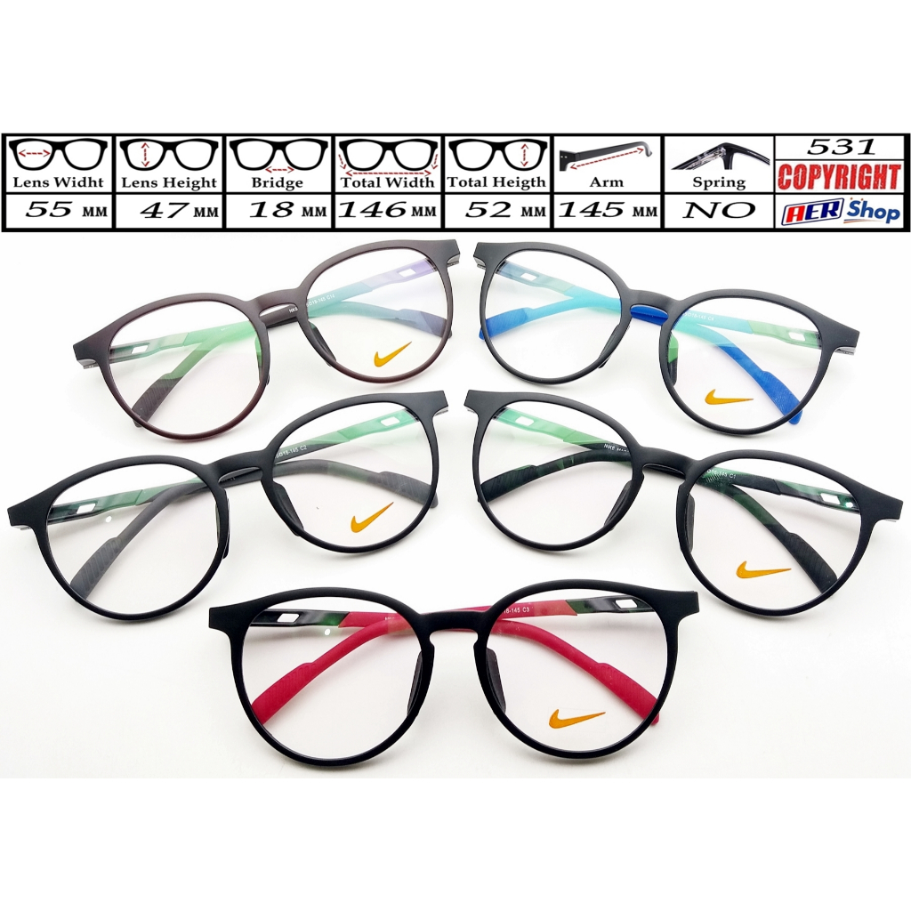 Frame kacamata minus premium NIKE HYVERMAX bulat kacamata sport unisex