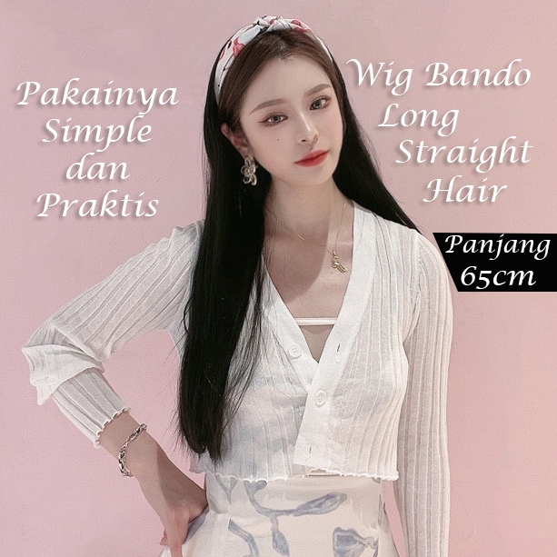 Hair Extension Wig Bando Long Straight Wig Palsu Bando Panjang Rambut 65CM / Wig Bando Rambut Palsu