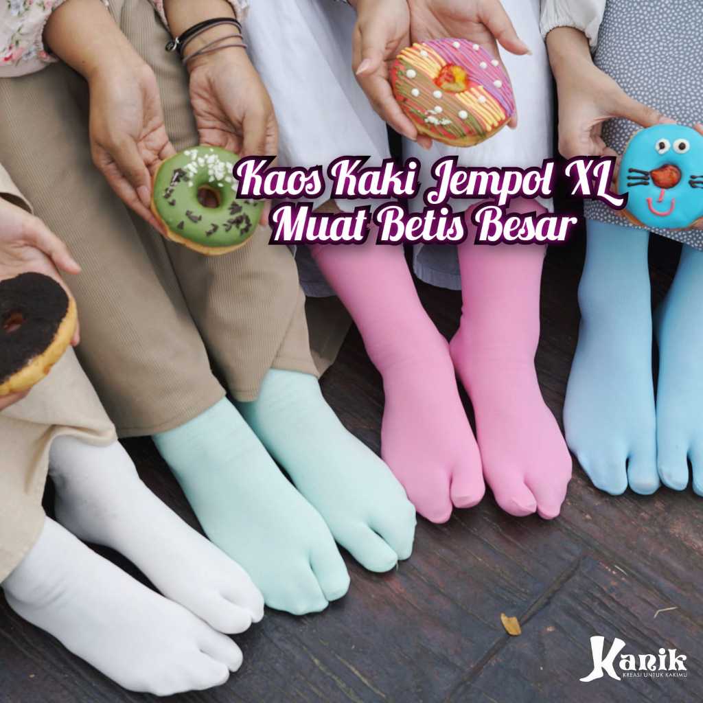 Kaos Kaki Jempol Panjang Selutut Size Jumbo Muat Betis Besar Kaus Kaki Muslimah Kanik XL Tapak Hitam