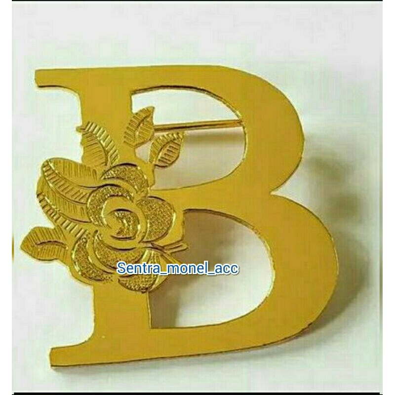 Bros inisial huruf alfabet / Bros nama / pin / peniti hijab