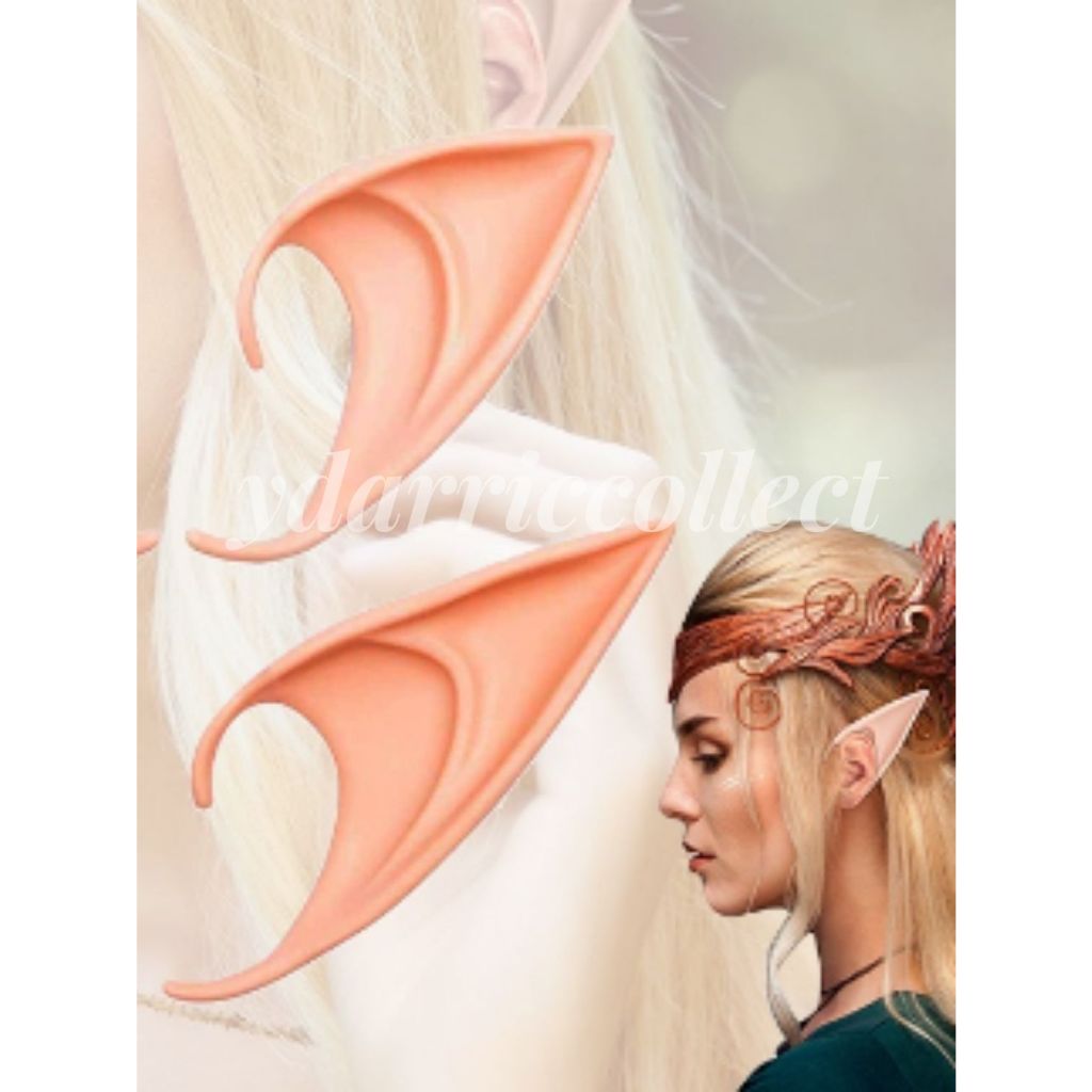 ✅ 2pcs Telinga palsu elf ear kuping palsu /telinga karet /telinga pasangan lancip Kostum Halloween