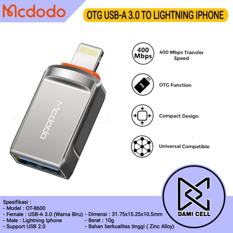 OTG Iphone 8-14 Convertor USB-A 3.0 to Lightning Original MCDODO OT-8600