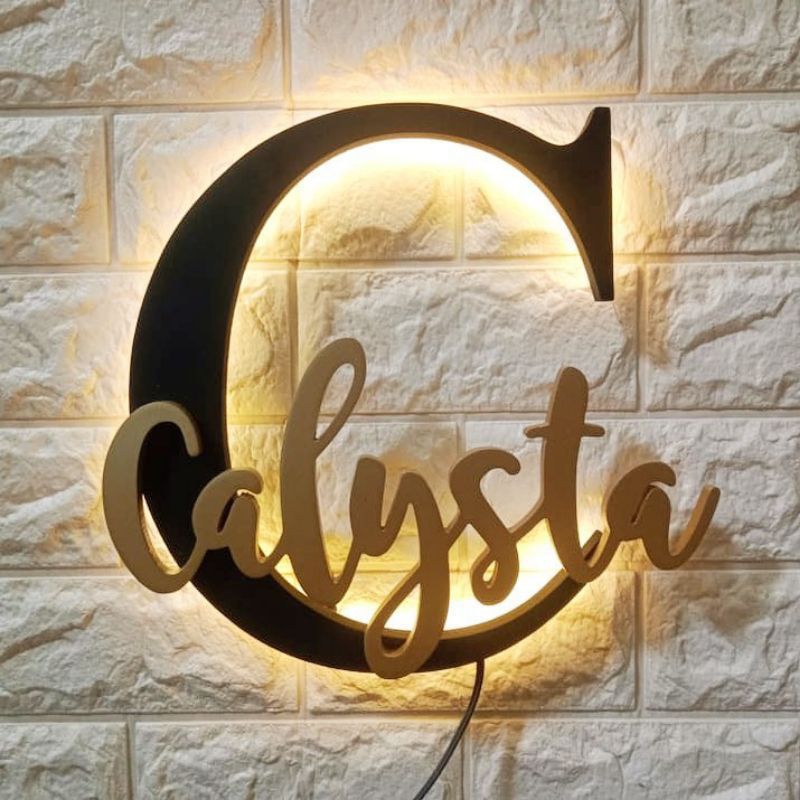 Hiasan Dinding Nama/Inisial Nama/Pajangan Dinding/Huruf Ukir Kayu