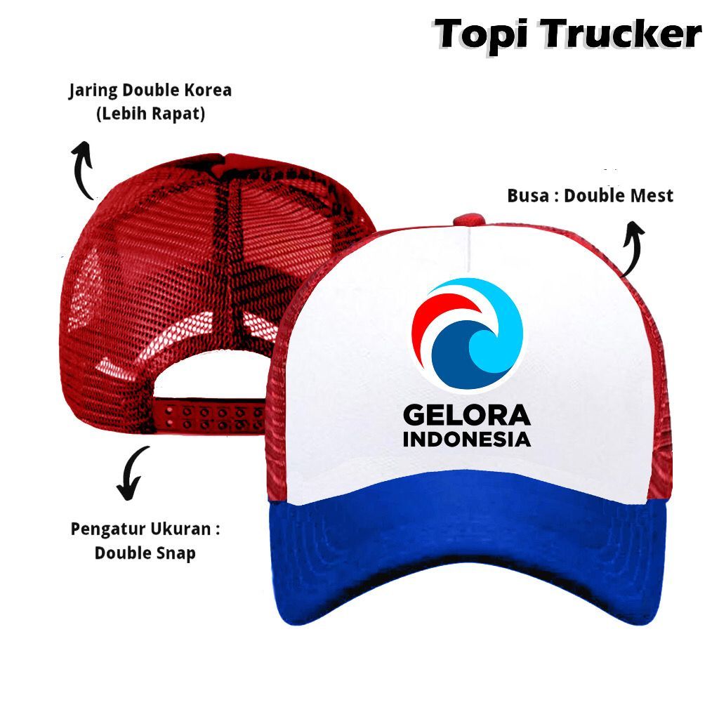 Topi Sablon Partai Gelora   Jenis Jaring Trucker Untuk Pria dan Wanita Murah