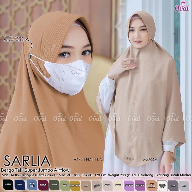 Jilbab Kerudung Hijab Khimar Bergo Tali Instan Cringkle Airflow Warna Hitam Cream Milo Navy Marun Sa