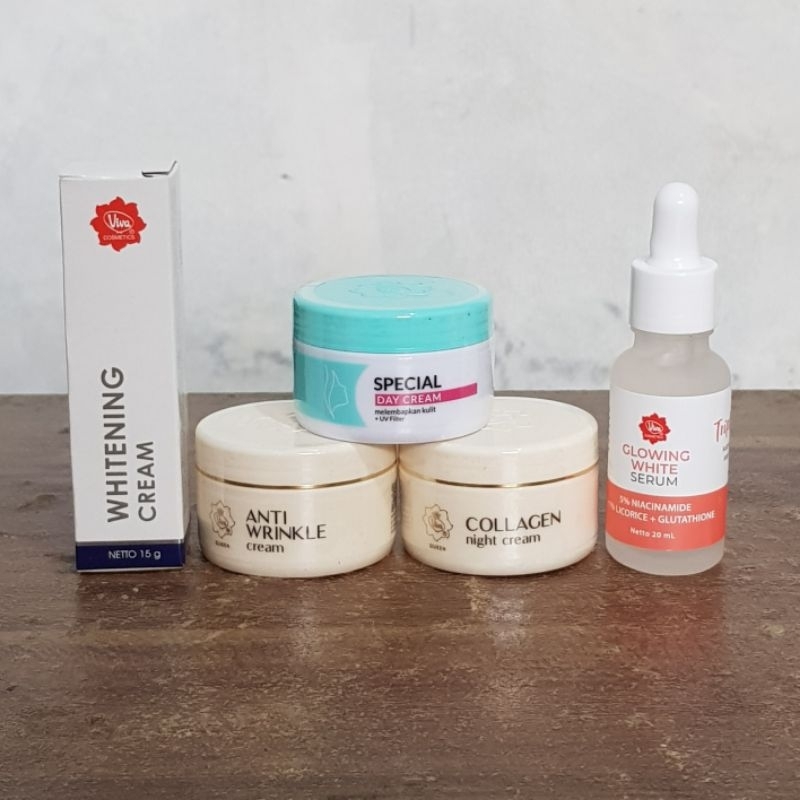 Paket Viva Krim Siang & Malam Whitening Serum | Flek Hitam | Jerawat