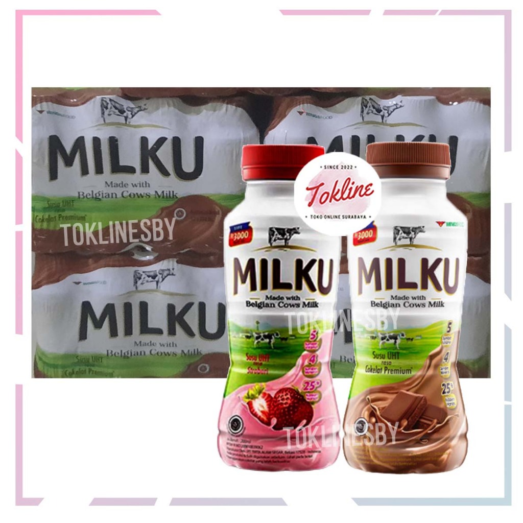 

[ 1/2 Karton isi 12 ] Milku Susu Milk 200ml Coklat Strawberry