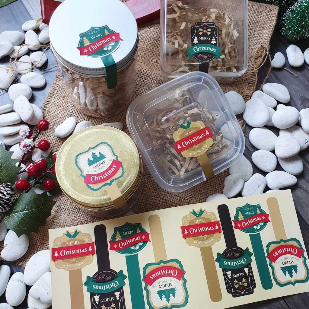 

Label Segel Xmas Christmas Natal Hampers Kue Kering Box Stiker Sticker Packaging Toples Seal Kilat