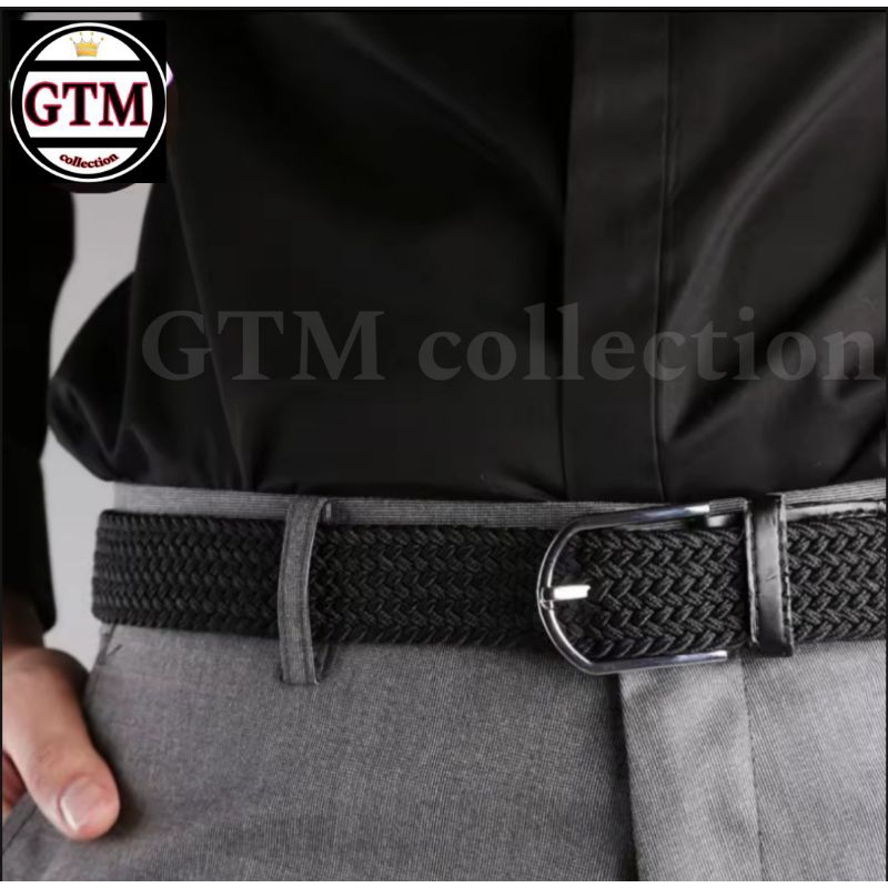 GTM_collection ikat pinggang pria wanita karet meral tali pinggang anyam gesper kepang elastis pria 
