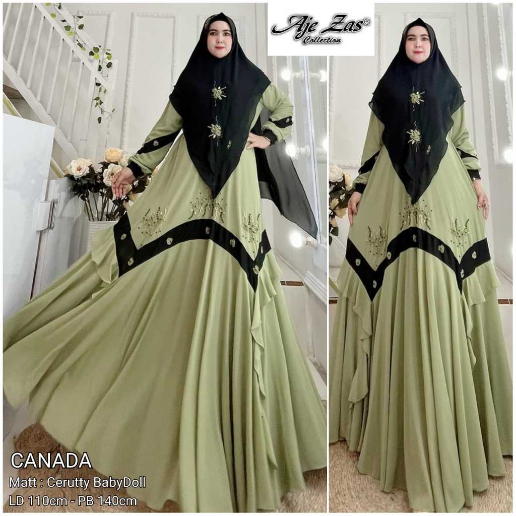 Gamis Syari Payet Kode CANADA Bahan Ceruty Babydoll Premium By Ory AjeZas Collection