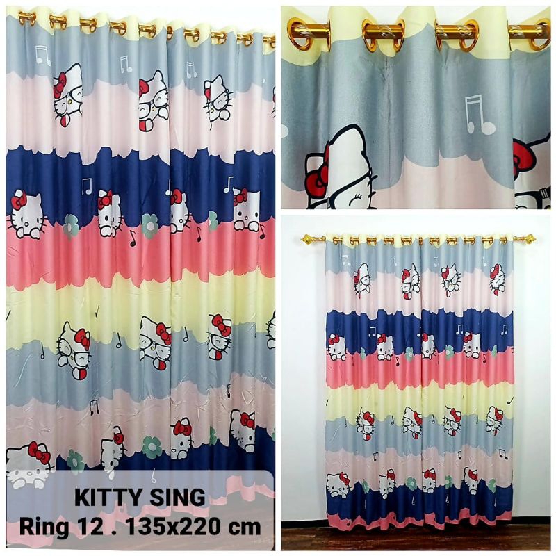 Bisa COD HORDENG KITTY SING GORDEN KAMAR ANAK LUCU RING 12 MURAH TIRAI JENDELA KAMAR GORDEN PINTU GO