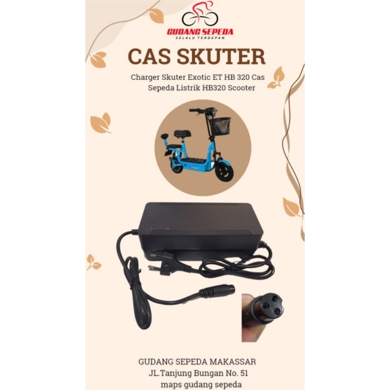 Charger Skuter Exotic ET HB 320 Cas 36v 12ah Sepeda Listrik HB320 Scooter