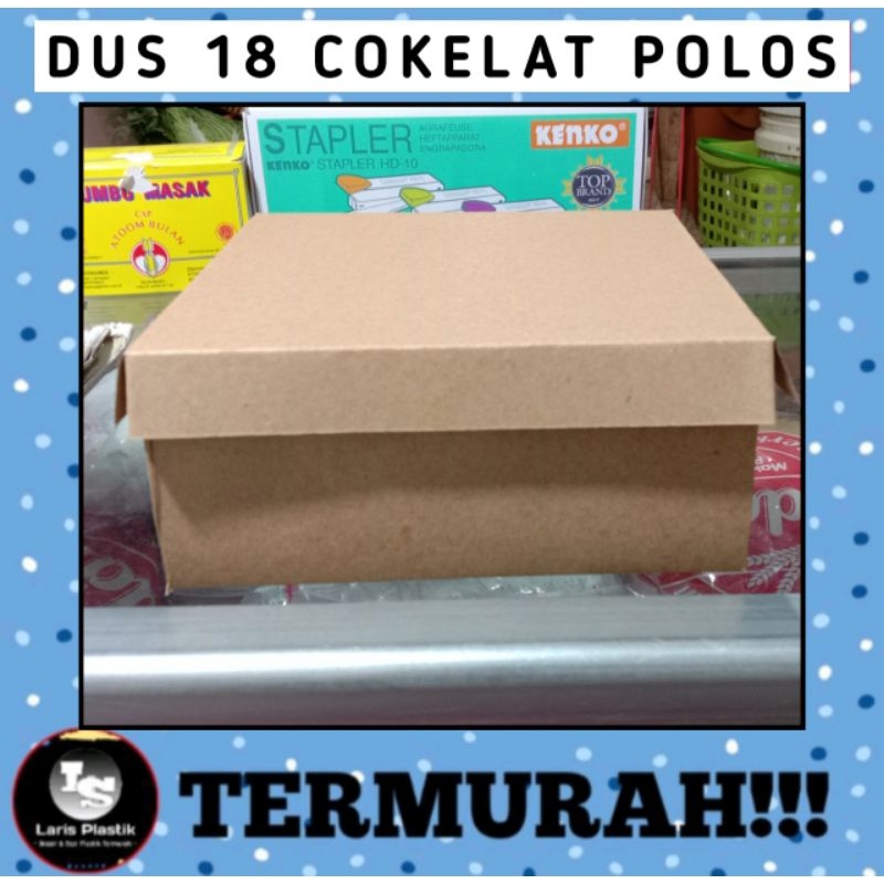LS DUS KOTAK MAKANAN COKELAT POLOS UKURAN 18 x 18 DUS NASI DAN MAKANAN TERMURAH