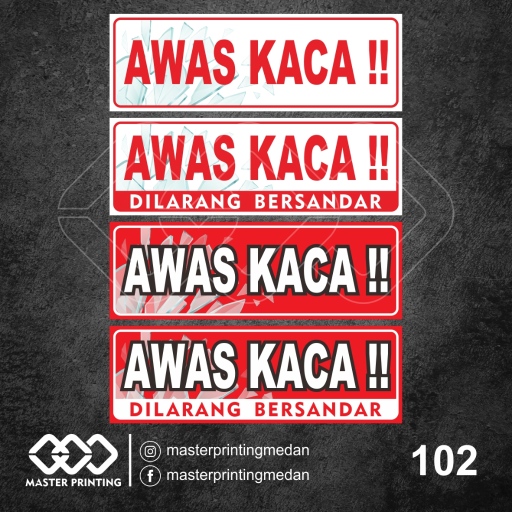 

102 - Stiker Awas Kaca, Dilarang Bersandar, Sticker Vinyl, Premium, Tahan Air, Termurah, Bisa Custom