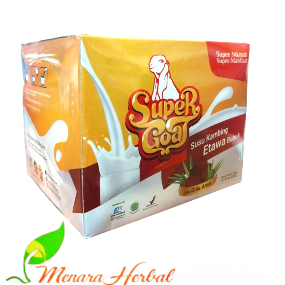 

Susu Kambing Etawa Bubuk Supergoat Plus Gula Aren I Super Goat Milk Per Box isi 10 sachet