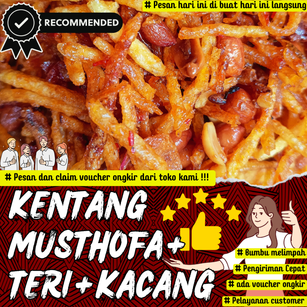 

HEMATT !!!! KERING KENTANG MUSTHOFA + TERI + KACANG KHAS BANDUNG / STANDING POUCH / KEMASAN EKONOMIS