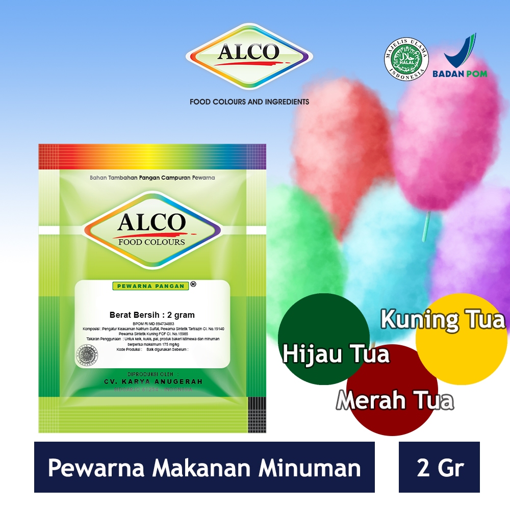 Pewarna Makanan Minuman Kue Bubuk ALCO 2 gr Ecer