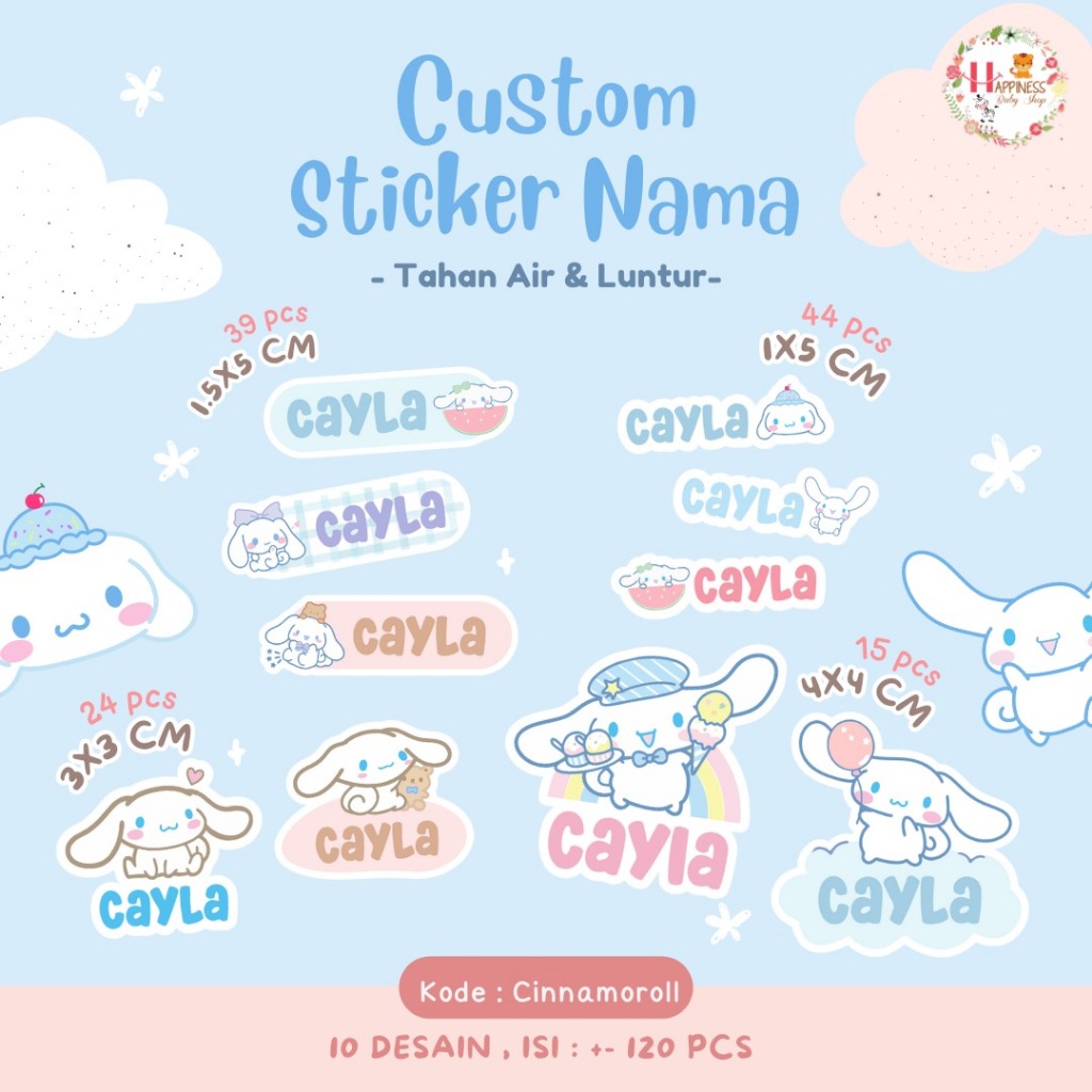 

(ISI 120) Sticker Custom Nama Karakter / Sticker Label Nama Anak / Stiker Set Pack / Stiker Nama Anak Waterproof