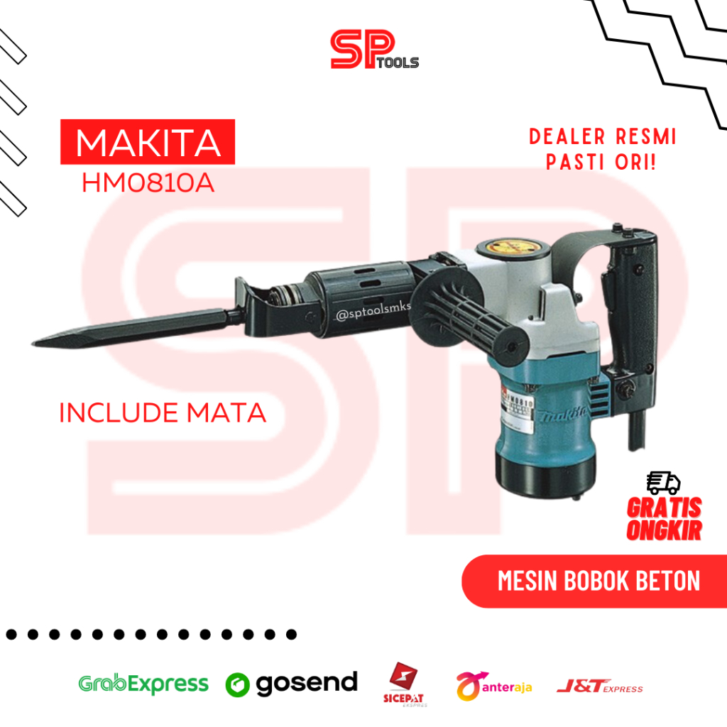 MESIN BOBOK BETEL BETON TEMBOK DEMOLITION HAMMER MAKITA HM0810A HM0810