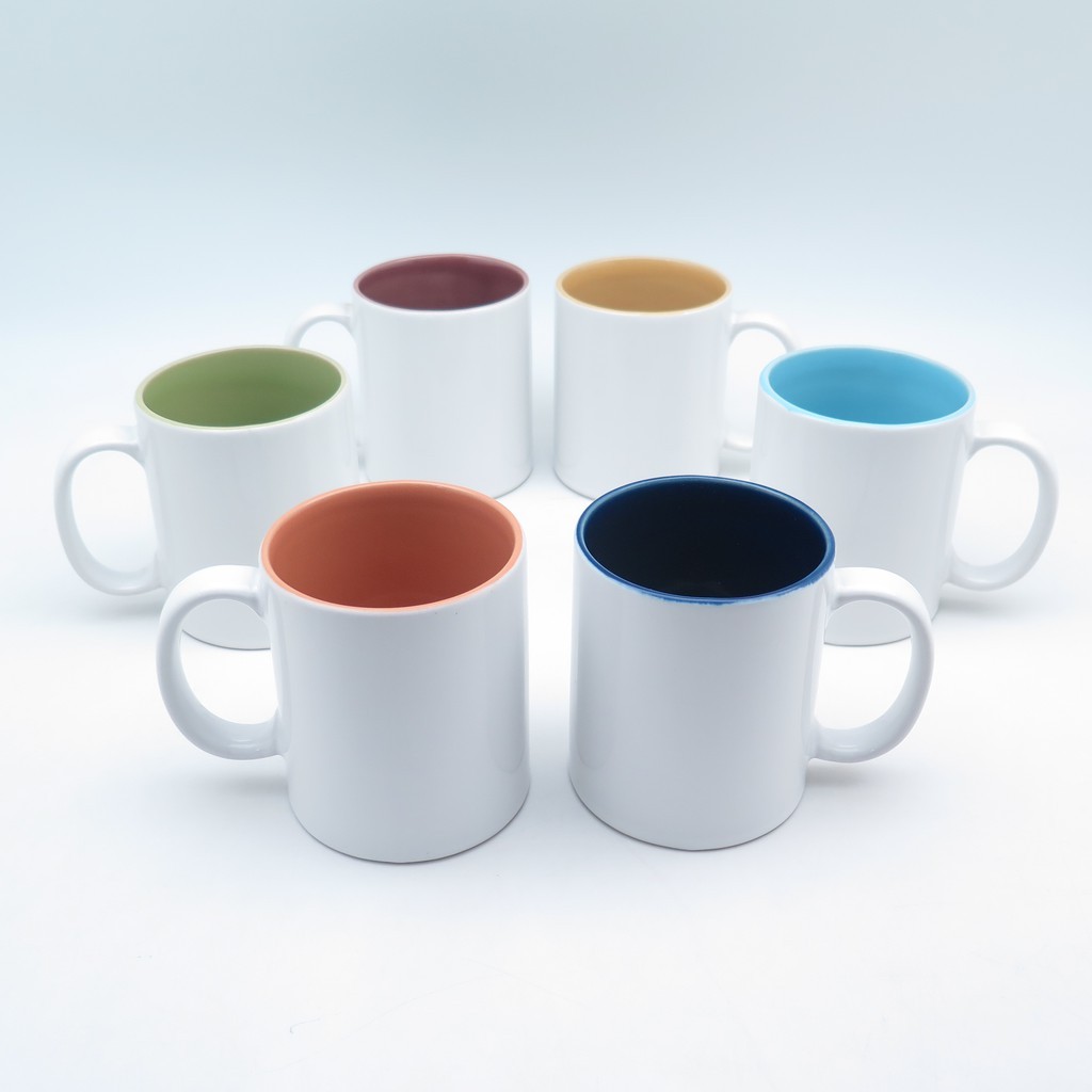 Mug Keramik Dalam Warna 11 oz Import Coating / Bahan Polos Twotone Impor 11oz