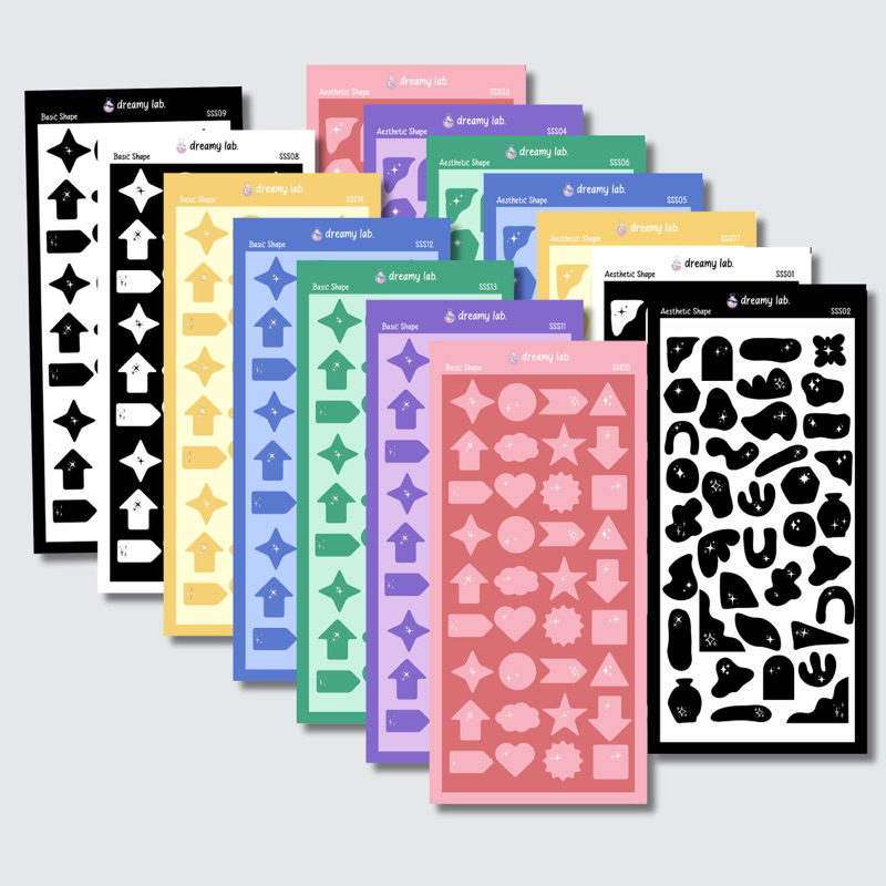 

Aesthetic & Basic Shape Sticker Glitter | Stiker Sheet Deco