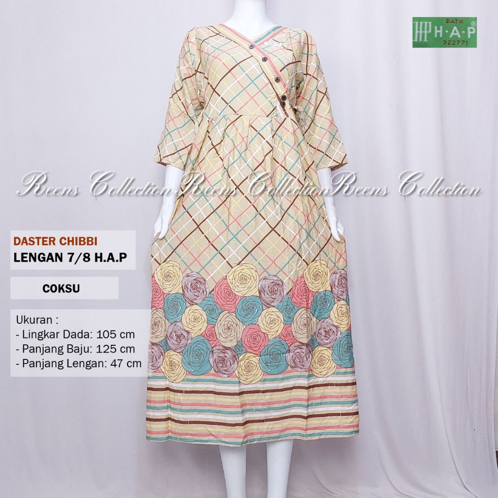Batik H.A.P Daster Chibi Lengan 3/4 Model Kimono Batik Print | Daster 3 Kancing Depan Panjang Semata