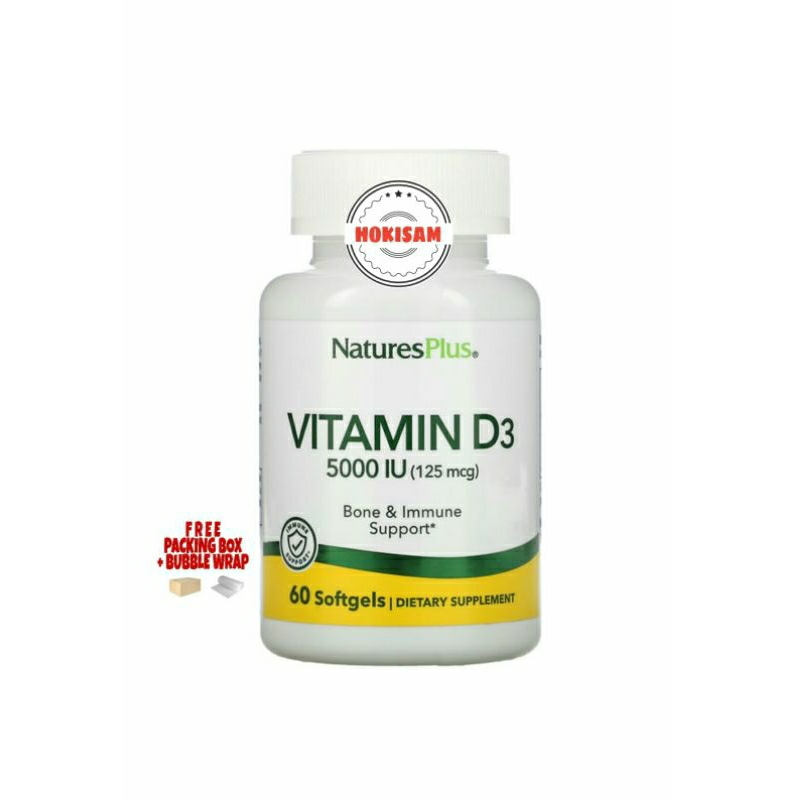 Natures Plus Vitamin D3 5000 IU 60 Softgels Vit D3 Vitamin D 3 5000iu