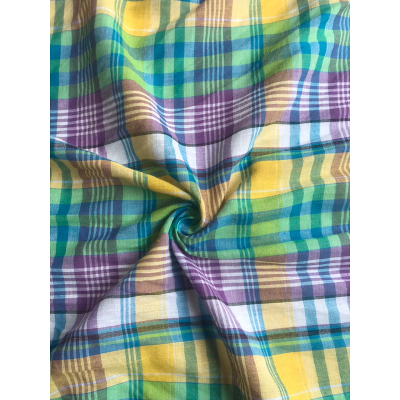 Bahan Kain KATUN LINEN PARIS KOTAK Premium||cotton linen 0,5 m, kain katun murah