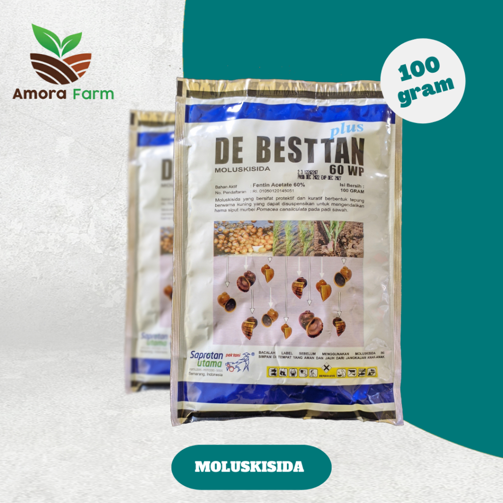 Obat Keong Sawah DE BESTTAN PLUS MOLUSKISIDA 60WP Isi 100 Gr