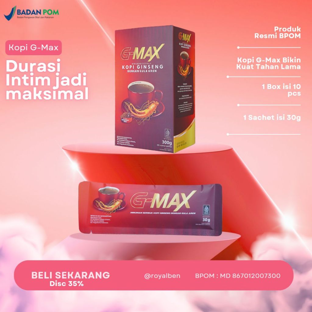 

Kopi Stamina Pria Dewasa Tahan Lama Original BPOM - G-MAX Coffee Pembesar Pennis Alat Pital Pria