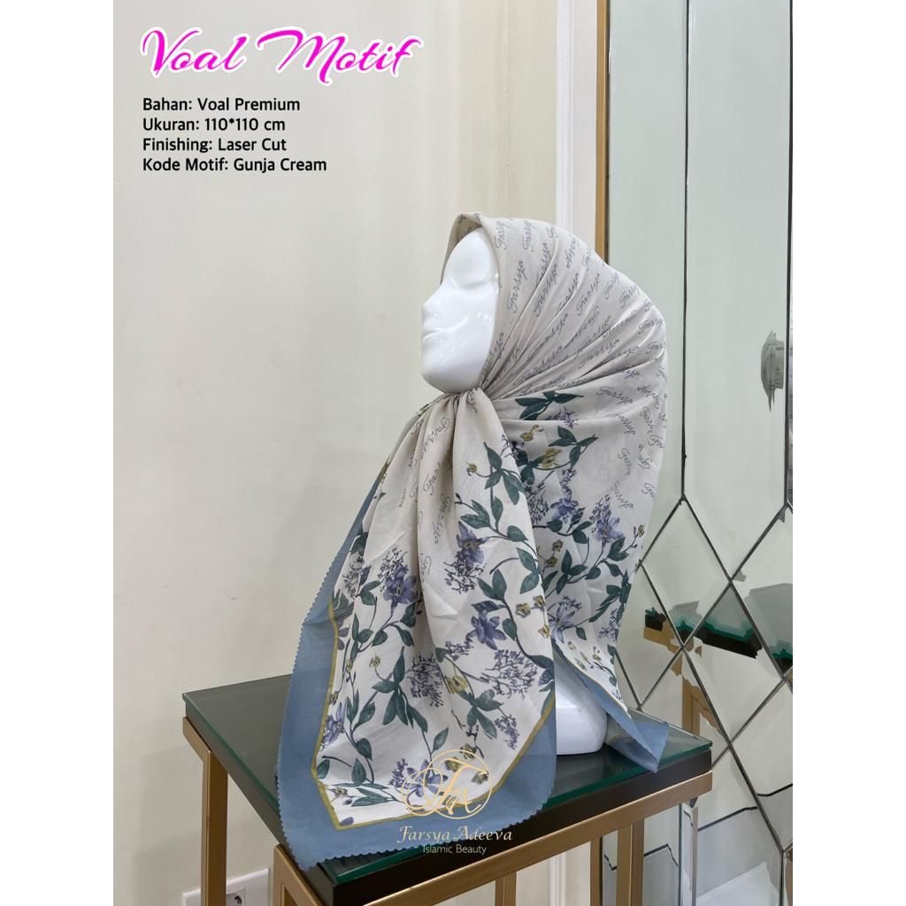 GROSIR HIJAB SEGI EMPAT VOAL MOTIF LACER CUT FARSYA ADEEVA SCRAF