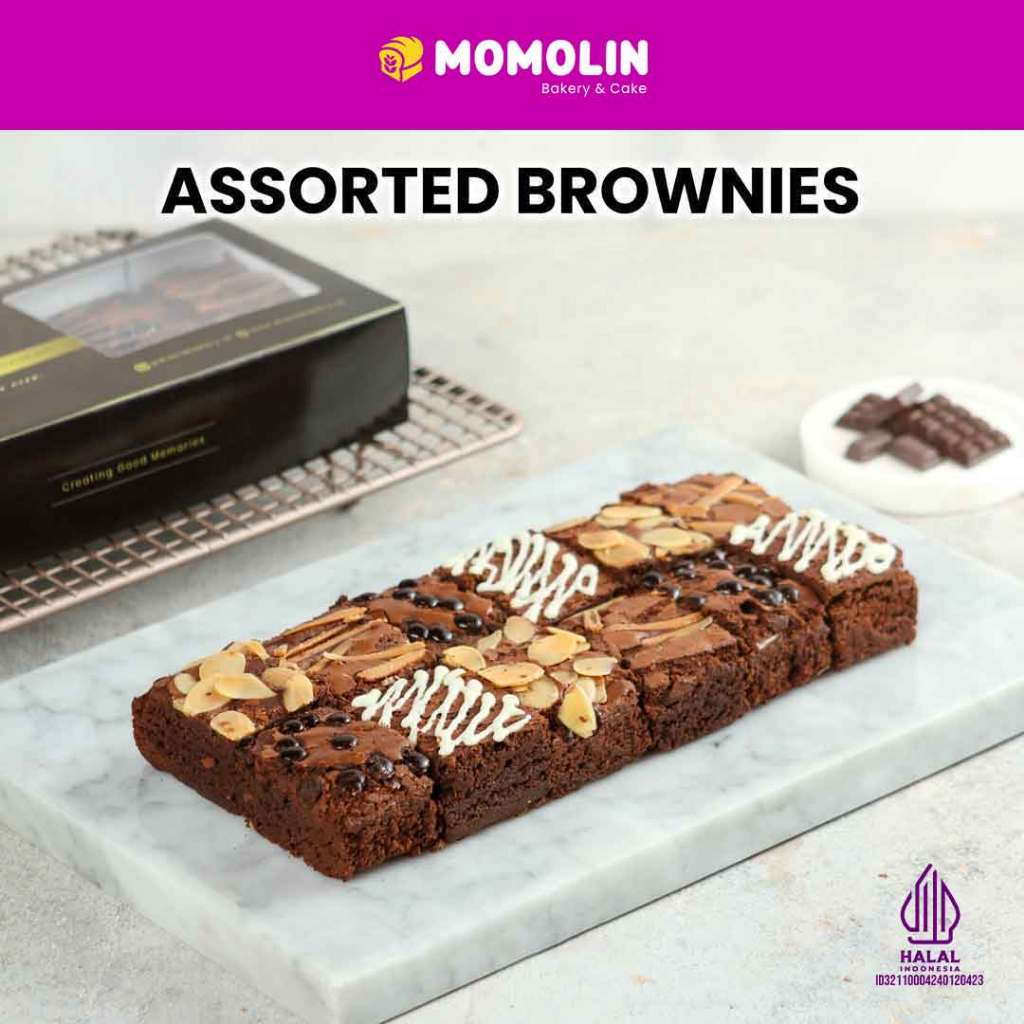 

Assorted Brownies - Brownies Cokelat Skat - Brownies Panggang Kering - Brownies Bites Sekat Momolin Bakery